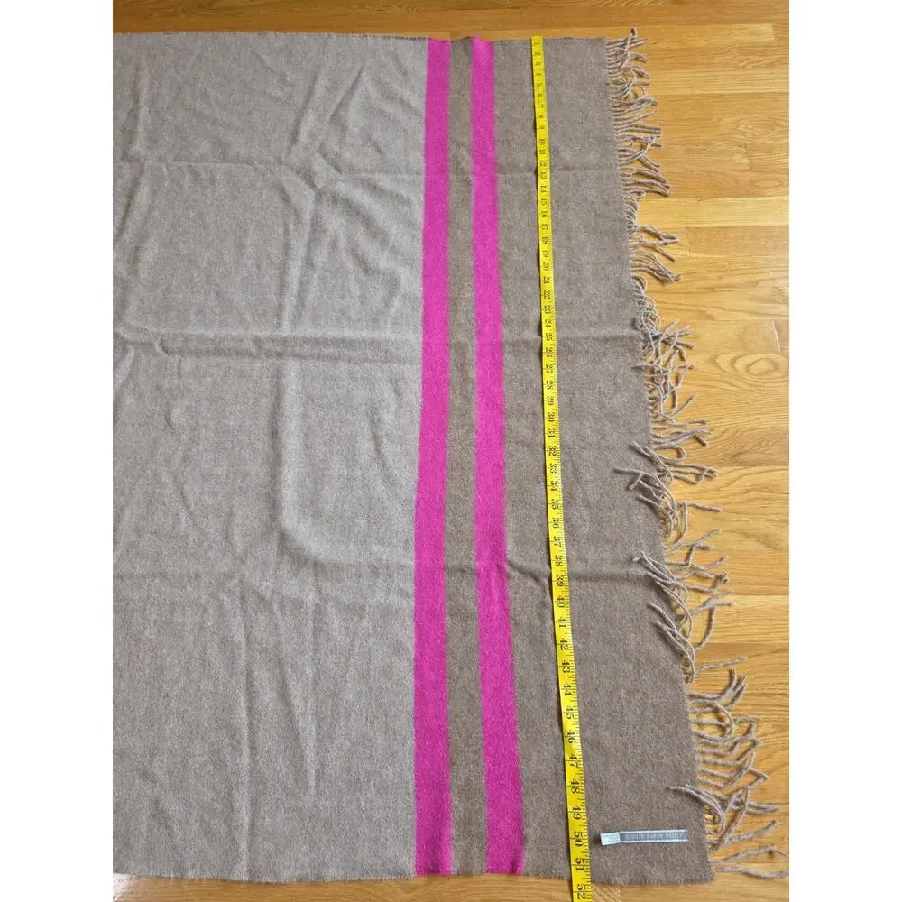 Alicia Adams Alpaca Throw Camel Hot Pink Stripe Fringe Equestrian Peru 51x63